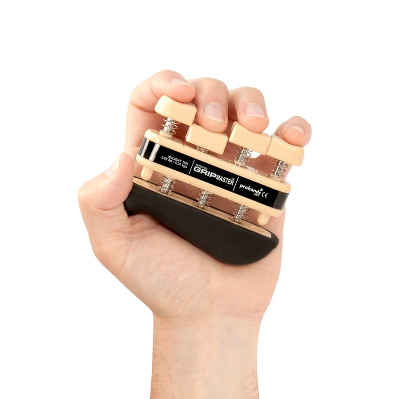 Prohands Gripmaster Rehab Hand Exerciser, Finger Exerciser (Hand Grip Strengthener), Spring-Loaded, Finger-Piston System, Added Palm Cushion, (0.75 lb XX-Light Tension, Tan-Gripmaster Rehab) - Image 3